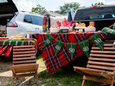 An Astroturf Pennant Banner At a Tailgate Party